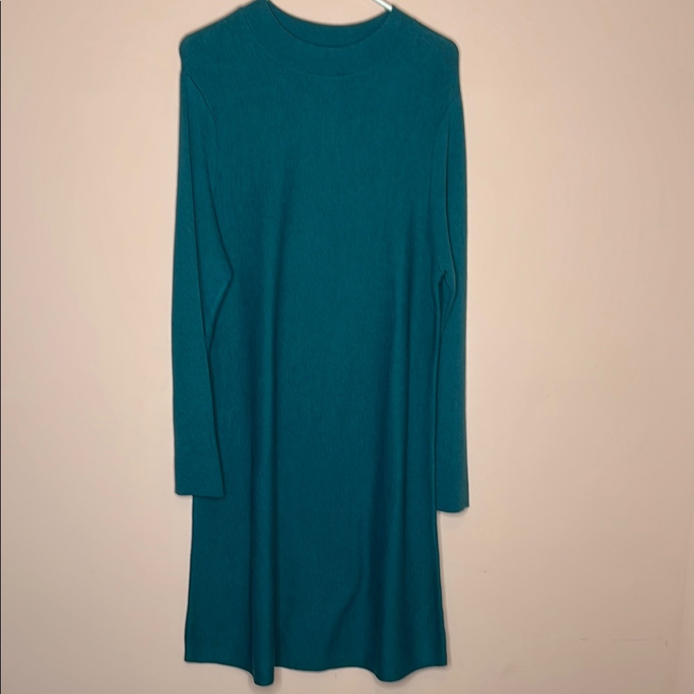 J. Jill Blue Sweater Dress with Crew Neck and Long Sleeves